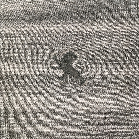 Express V Neck Sweater Logo Gray Stripes Cotton - Picture 2 of 6